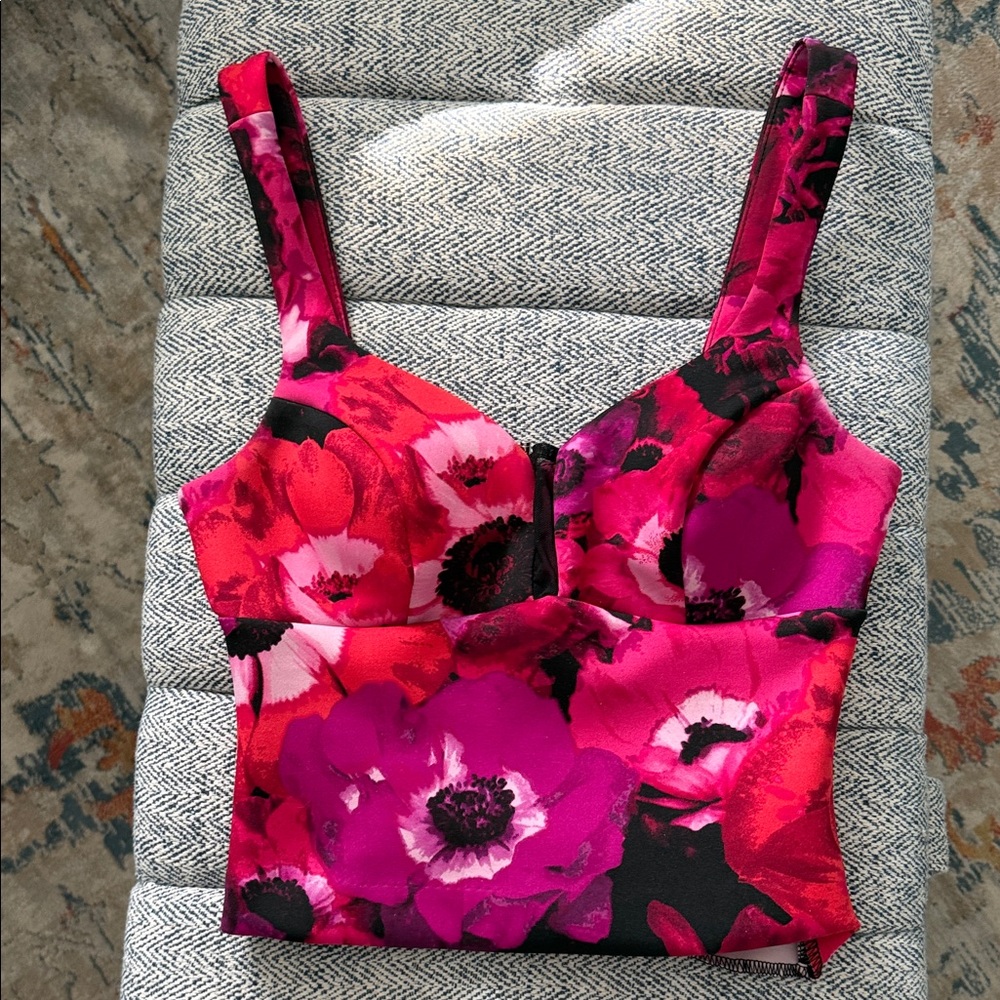Vintage Guess Pink Floral Corset Crop Top